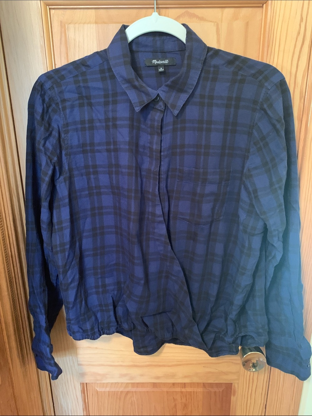 🌥️ Madewell Blue & Black Cotton Plaid Top 🌥️